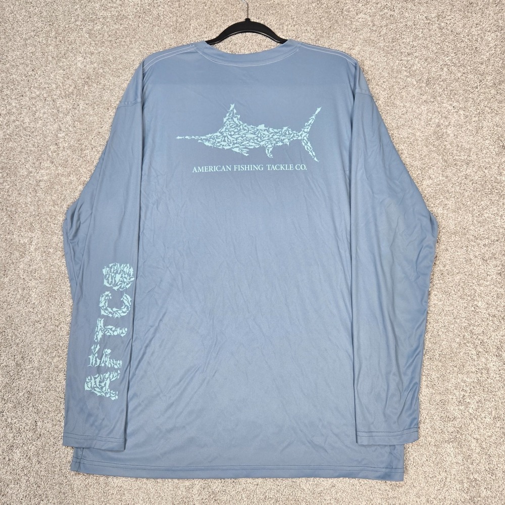 AFTCO Fishing Shirt‎ Mens XL blue Long Sleeve Performance Graphic print stretch